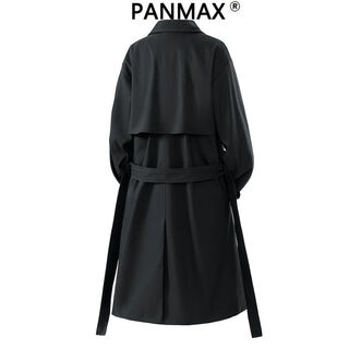 PANMAX中长款男风衣工装宽松潮牌2025新款青少年男生夹克外套防风 黑色 M   建议 115-135斤