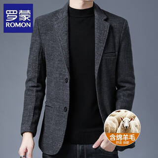 High-end light luxury romon brand autumn and winter thick blazer for young and middle-aged men daddy wool casual suit top jacket gray qx2020 175