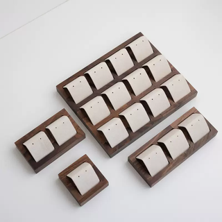 Yusenyi walnut jewelry display earrings and ear pins display stand photo jewelry jewelry shelf display rack storage vertical channel walnut rice velvet ear pins 4-piece set