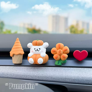 Yusenyi cute pumpkin puppy cartoon car aromatherapy car air vent decorative ornaments fragrance diffusing stone new car gift pumpkin puppy-orange money flower-ice cream-little red heart free conversion clip-aromatherapy essence 1g