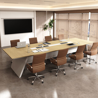 Maiya furniture large conference table long table simple modern training table negotiation table office meeting room large table workbench nuanyang light oak 700*160*75cm-installation included