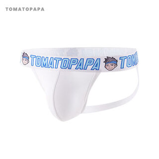 European and american style sports human head series men's double-butt underwear comic retro human head thong underwear for men blue and white s