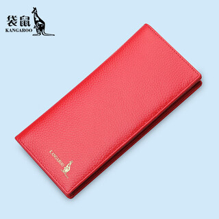 Kangaroo wallet women's long genuine leather cowhide 2025 new handbag women's small bag clutch bag women's wallet wallet red (thick style)