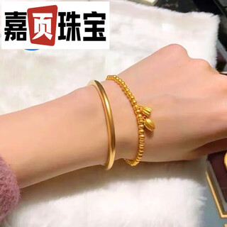 Jiaye quality 18k gold bracelet 24k ancient method inheritance gold bracelet female lotus gold couple two generations of happiness lotus bracelet