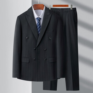 Goldlion g+ men's double-breasted wool suit suit business formal casual suit british style groom's wedding 2536 black double-breasted s 165/46 (please leave a message for what size pants you want)