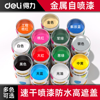 Deli white self-spray paint can metal renovation anti-rust hand spray paint car wheel color change paint door and window repair paint white 238g 350ml/bottle