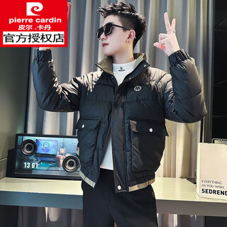 Pierre cardin autumn and winter down jacket men's cotton jacket 2026 new internet celebrity piao shuai warm cotton jacket knitted black 2xl recommended 137~147jin jin is equal to 0.5 kg