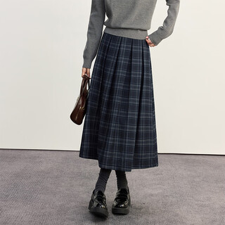 Xishijie (sllsky) klein blue soft waxy knitted cardigan autumn 2025 new embroidered relaxed long-sleeved sweater gray blue plaid skirt s