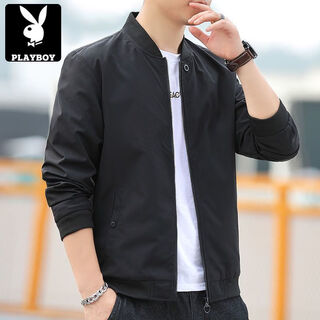 Playboy (playboy) 2025 spring and autumn new korean style trendy windbreaker jacket men's casual, handsome and versatile baseball collar jacket for young and middle-aged people 686 jacket black m recommended 80-95jin jin is equal to about 0.5 kg