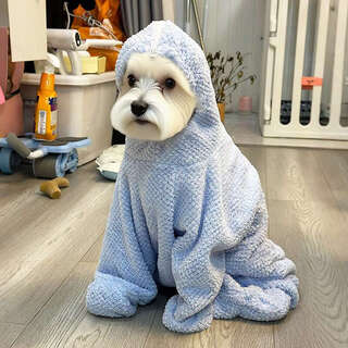 Hippidog pet bath towel dog wearable towel extra large super absorbent thickened quick drying bath towel for small dogs and puppies bondi blue 1 piece 3xl - chest 96cm back length 82cm height 72cm