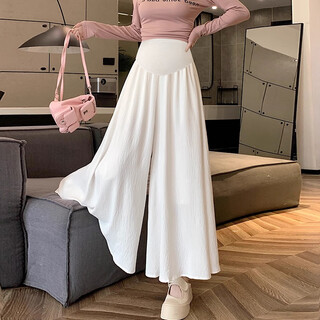 Maternity summer dress 2025 new summer fashion mid-length shirt top skirt two-piece set white wide-leg pants/single piece m