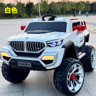 Aobele children's electric car is a four-wheeled car that can seat adults and two children. it is a remote control stroller and a four-wheel drive off-road vehicle. it comes standard with white 12v7a battery + hard seat + hard wheels.
