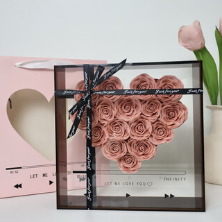 Acrylic soap everlasting flower love cd rose gift box for valentine’s day birthday gift for girlfriend and best friend (soap flower) cappuccino cd gift box
