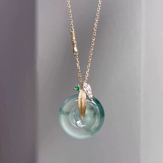 Laokeng a goods floating flower jade peace buckle pendant myanmar ice species 18k gold fine jade pendant necklace