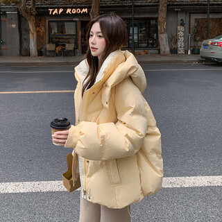 Yishion short clothes women's winter 2025 new thickened clothes bread jackets loose fashionable western style students bright yellow s