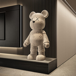Dyed spring violent bear floor-standing decoration large large living room tv cabinet decoration light luxury high-end doll housewarming gift medium height 72cm beige + piggy bank