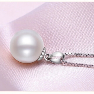Lianshi simple black and white pearl necklace natural sea water tahiti pendant round strong light belt 925 silver chain for women white pearl white 15-16mm