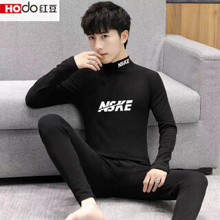 Hongdou official store teenager's thermal underwear 12 thermal underwear 13 autumn clothes and autumn pants teenagers' velvet suit 15 winter boys nesque black (top + pants) m 165 (75-95 jin jin is equal to 0.5 kg)