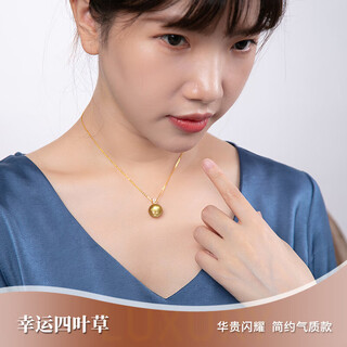 Wanke selected rich gold 18k gold ocean gold bead pearl pendant single seawater pearl necklace women's clavicle chain a grade/slightly flawed rich gold 13-14mm +18k gold chain