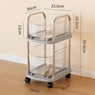 Acrylic schoolbag storage rack movable trolley book storage rack home multi-layer desk pulley cabinet w gray-two layers thickened acrylic/large capacity