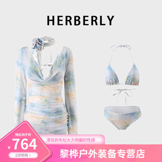 Oemg high-end herberly swimwear pure sexy sexy mesh long-sleeved bikini beach hot spring vacation color m
