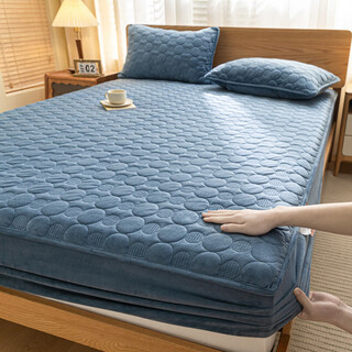 Mercury series home textiles 2025 new baby velvet quilted sheet single piece a+ bentley blue fitted sheet 180cm*200cm
