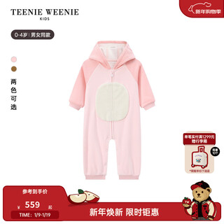 Teenie weenie kids bear children's clothing 25th new autumn and winter men's and women's baby cartoon zipper jumpsuit pink 80cm