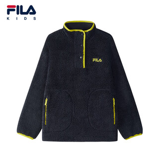 Fila children's clothing lambswool sweatshirt 2025 winter new style pullover half-cardigan top for boys and girls rd sapphire blue-pnv m 105cm