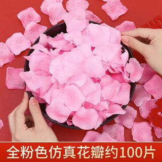Shouli romantic manufacturing simulation rose petals wedding confession decoration spreading flowers valentine’s day proposal manufacturing romantic wedding room romantic pink-1 pack/100 pieces