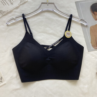 Gufei hollow letter beautiful back seamless beautiful back underwear small breast gathering shows bigger secondary breasts anti-sagging bandeau wrapped chest 3716 black one size