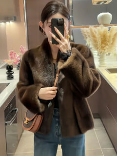 Coolnairo fur one-piece coat for women brown new suede eco-friendly imitation mink velvet thickened warm fur for women dark brown l
