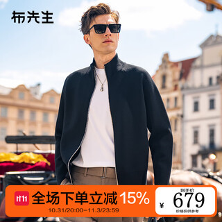 Mr. bu stand collar double zipper wool cardigan 2025 autumn raglan sleeve double pocket jacket men pt15573 piano black 2xl (185)
