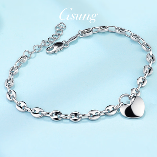 Gsung platinum love bracelet for women pt950 pure platinum love shape pig nose chain as a gift for your girlfriend. priced by gram. contact before bidding.