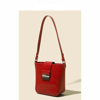 Touchmiss french touch miss new niche bucket bag versatile casual crossbody bag genuine leather shoulder bag for women red