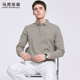 Mark huafei gold embroidery lapel polo shirt for men 2025 autumn new national trend light luxury long-sleeved t-shirt 6016 medium gray 003 xl 180