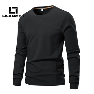 Lilanz official young and middle-aged long-sleeved cotton t-shirt sweatshirt round neck spring men's top pullover spring and autumn bottoming shirt flagship official black 2xl