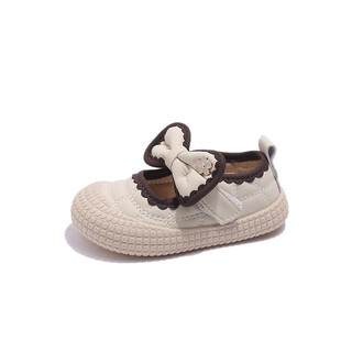 Terranis yangma recommends spring new baby girl bow princess shoes soft sole infants 0-1-3 years old off-white 17_inner length 12.5cm