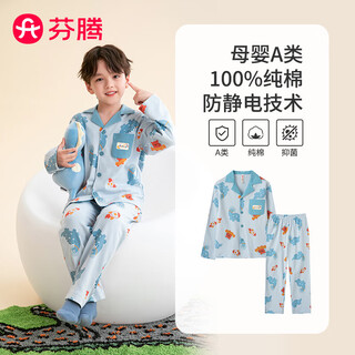 Fenton children's pajamas category a 100% cotton 7a antibacterial and anti-static 2025 autumn new boys home wear set
