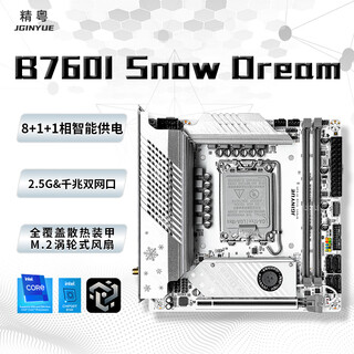 精粤B760i ITX主板双M.2 2.5G网卡RGB 1700针12代13代14代i3 12100F/i5 12400F/12400/13400F/14400F 精粤B760I Snow Dream