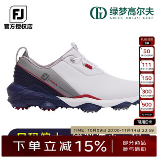 Footjoy golf shoes men's tour alpha professional competitive fj spiked shoes stable and comfortable golf shoes men 55500-white/grey/red (shoelace style) 40 = us size 7
