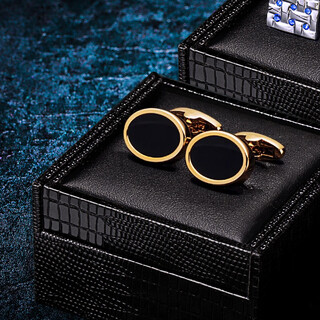 KFLK高档金色袖扣男士袖口钉法式扣钉衬衫扣商务休闲袖钉扣男袖口扣 金色椭圆袖扣F845