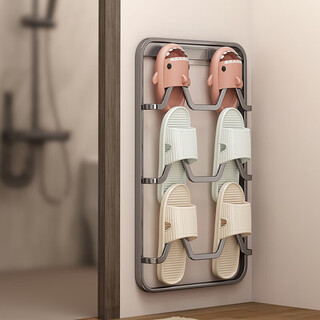 Youqin bathroom slipper rack, no punching, bathroom storage rack, toilet wall-mounted drain rack, shoe storage artifact
