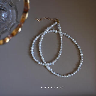 Natural baroque pearl necklace with strong light, irregular shape, broken silver, highlighted small pearl neck, 38+4 extended chain