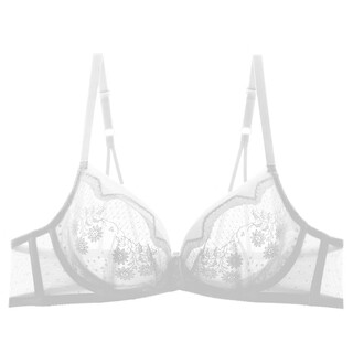 Wutong true color french red product wedding ultra-thin single-layer crystal cup bra sexy lace seamless bc underwear white 75c