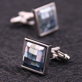 Lieshang french cufflinks for men's shirts, business formal wear, metal cuff nails, dress shirt sleeve nails, gift box shell cufflinks, deep sea abalone shell cufflinks_blue