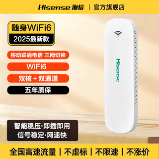 海信随身无线wifi2025新款移动热点无限流量无线网络无预存全国通用车载家用便携式路由器 【WiFi6+三网通】插电款+双核双通道