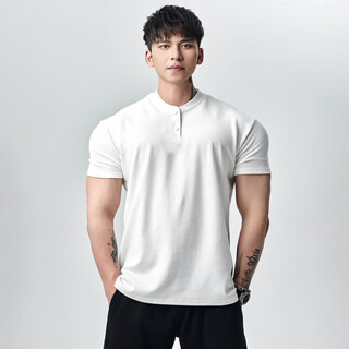 0001light weight summer new style 250g strong cuff polo shirt short sleeve t-shirt men's sports fitness white henley collar m _ 115-135jin jin equals 0.5 kg
