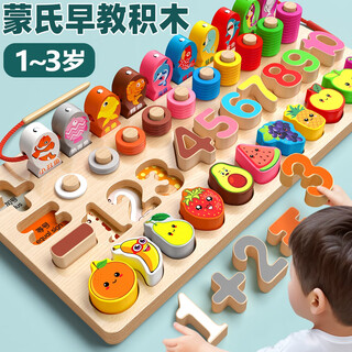 Xiaoruishi digital building blocks puzzle shape matching toys infant and toddler baby puzzle montessori early education boys and girls intellectual enlightenment six-in-one matching board digital fruit