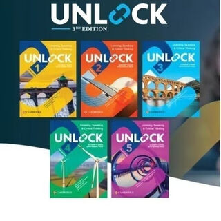 The second and third color edition of the cambridge junior high school english unlock textbook, a complete set of 6 volumes of listening, speaking, reading and writing, plus audio and video, the third edition of level 2 reading and writing plus listening and speaking