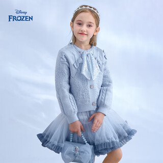 Disney frozen girls dress 2025 spring sweet sequin children's long sleeve cartoon princess dress blue dress one size 140cm